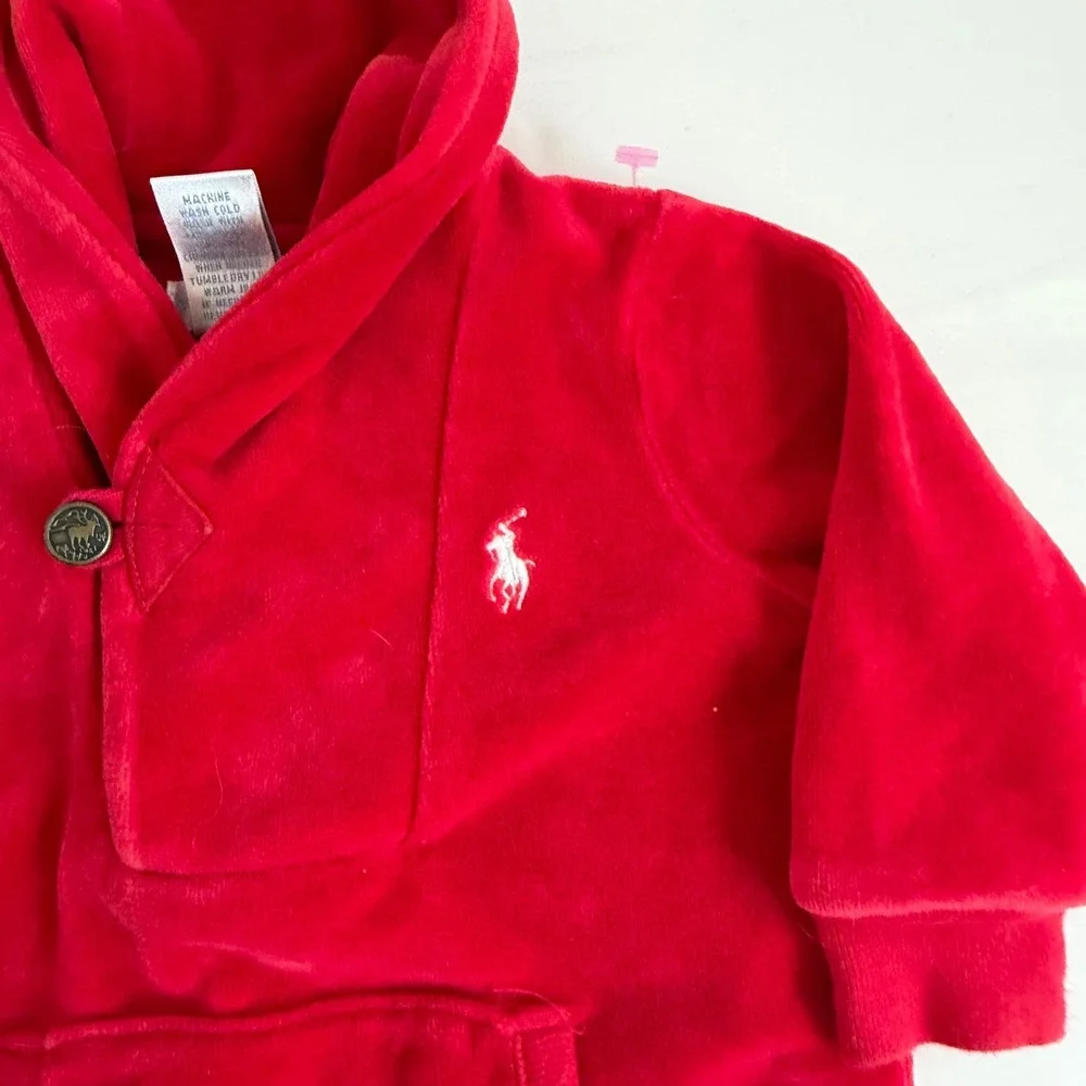 Ralph‎ Lauren Long Sleeve Red Footie One Piece Size 9 Months